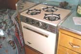 Vintage Holday Gas Stove/Oven Unit in 1962 Shasta 1500 trailer